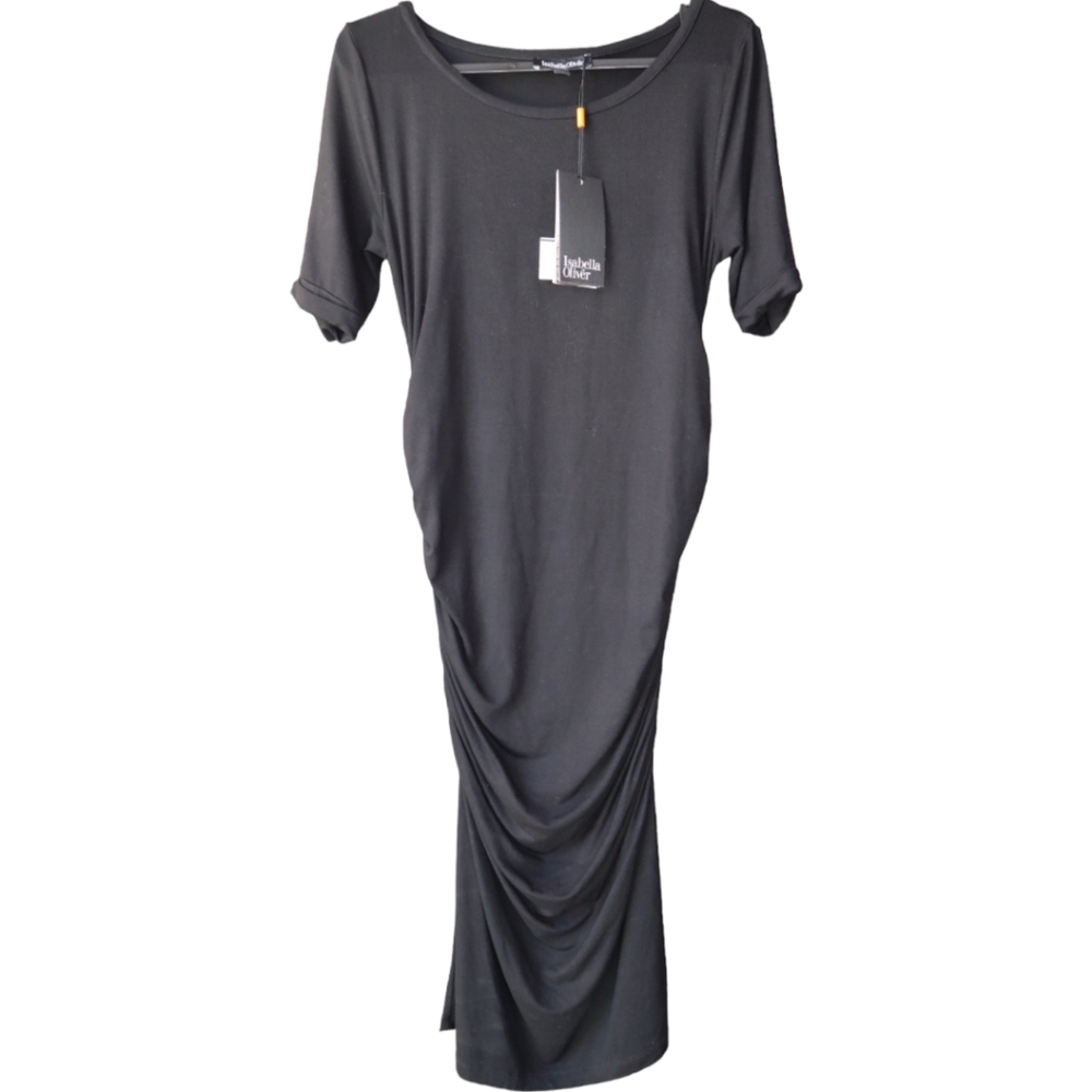 Isabella Oliver Black Ruched T Shirt Casual Maternity Dress